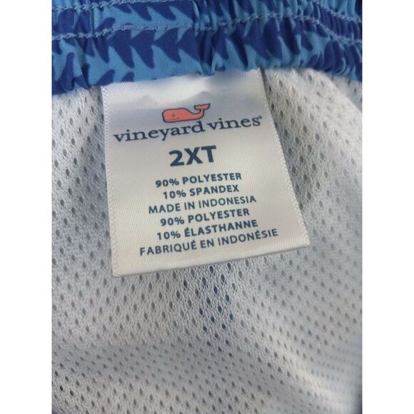 Vineyard Vines Men XLT Elastic Waist Drawstring‎ Checked Blue Trunk Short - Picture 2 of 12